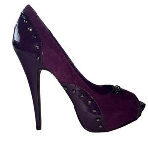 NEW Purple Studded Suede Peep Toe platform Heels Wild Pair Size 7